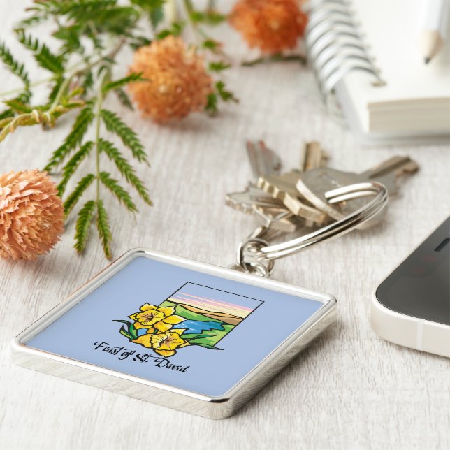 Feast of St. David Daffodils Keychain (Side)