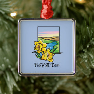 Feast of St. David Daffodils Metal Ornament