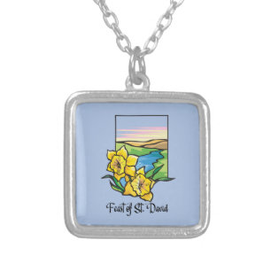 Feast of St. David Daffodils Silver Plated Necklace