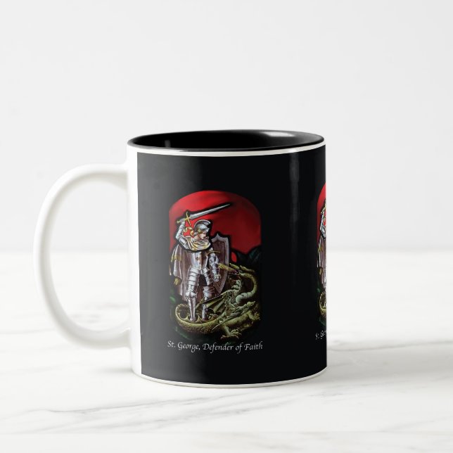 Feast of St. George Defender of Faith Slaying  Two-Tone Coffee Mug (Left)