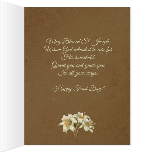 Feast of St. Joseph Card w/Memorare Prayer (Inside (Right))
