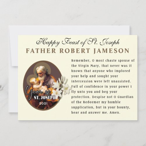 Feast of St Joseph Catholic Memorare Prayer Card