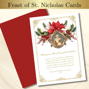 Feast of St. Nicholas Red Poinsettias Christmas