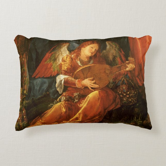 Feast of the Rose Garlands Angel by Albrecht Durer Accent Pillow (Front)