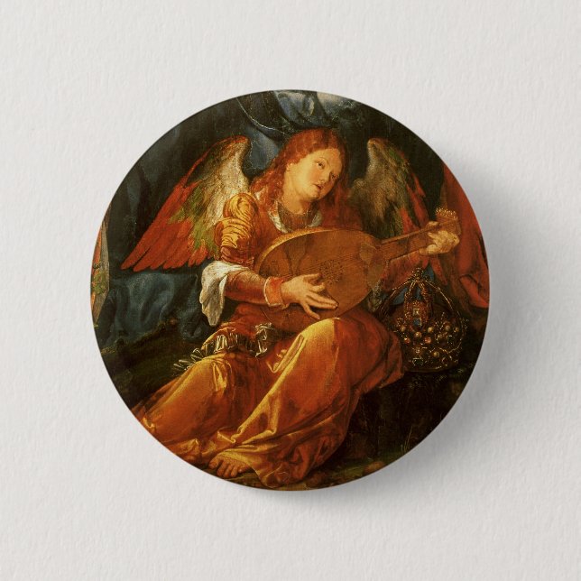 Feast of the Rose Garlands Angel by Albrecht Durer Button (Front)