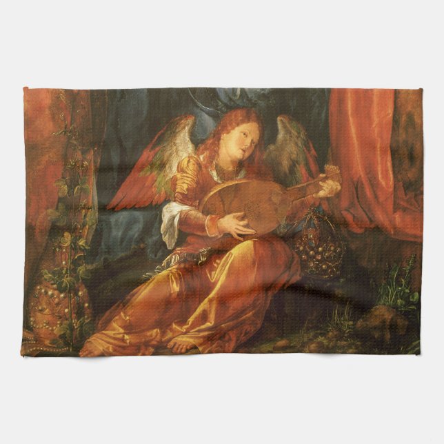 Feast of the Rose Garlands Angel by Albrecht Durer Kitchen Towel (Horizontal)