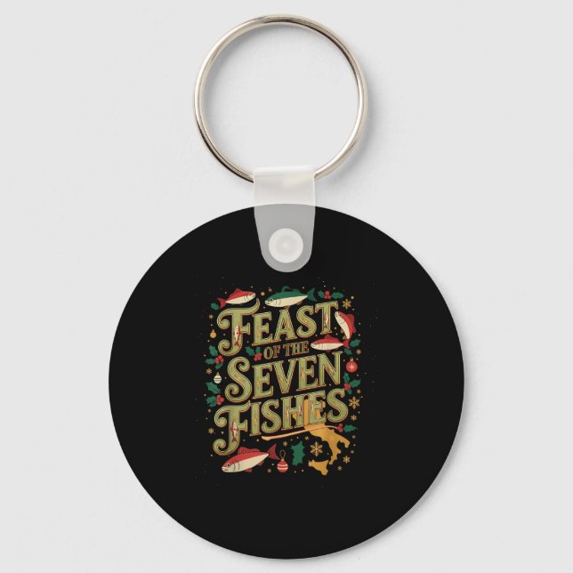 Feast Of The Seven Fishes Festive Italian Holiday  Keychain (Front)