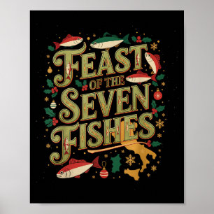 Feast Of The Seven Fishes Festive Italian Holiday  Poster