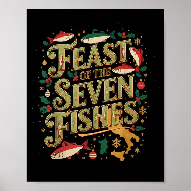 Feast Of The Seven Fishes Festive Italian Holiday  Poster (Front)