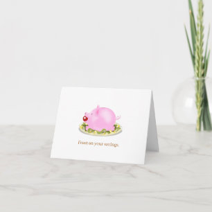 "Feast on your savings" Piggy Bank on Plate Note Card