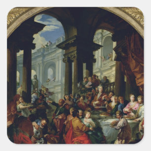 Feast under an Ionic Portico, c.1720-25 Square Sticker