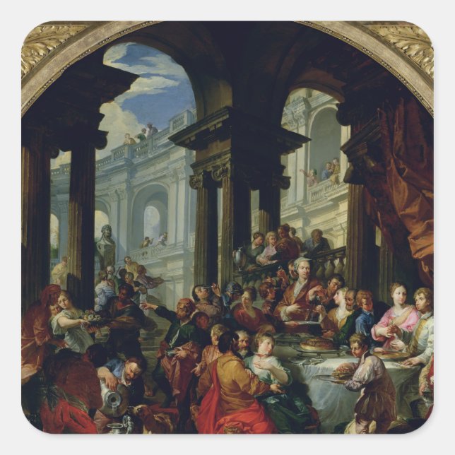 Feast under an Ionic Portico, c.1720-25 Square Sticker (Front)
