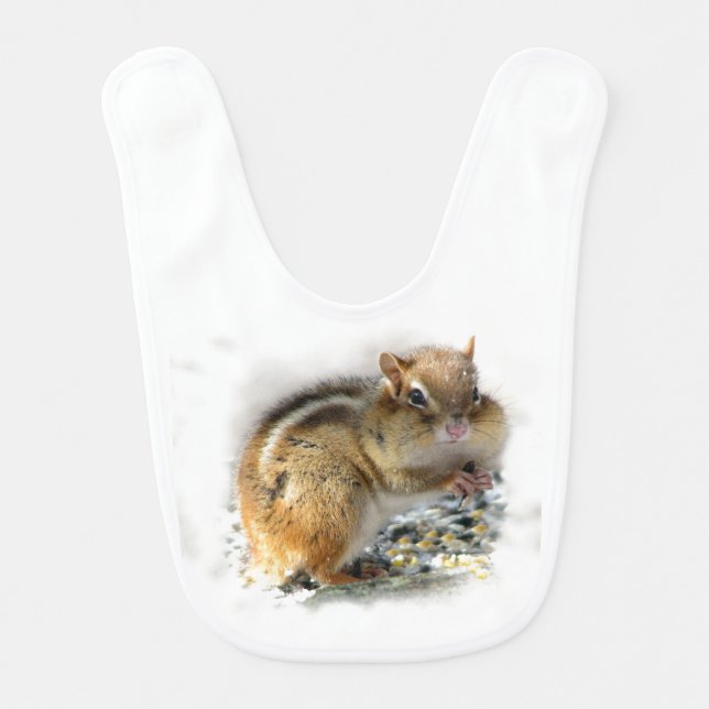 Feasting Chipmunk Baby Bib (Front)