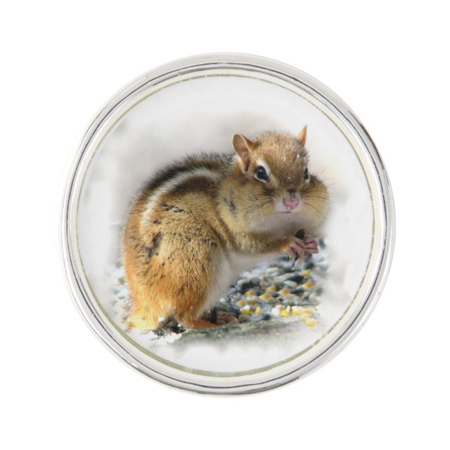 Feasting Chipmunk Lapel Pin (Front)