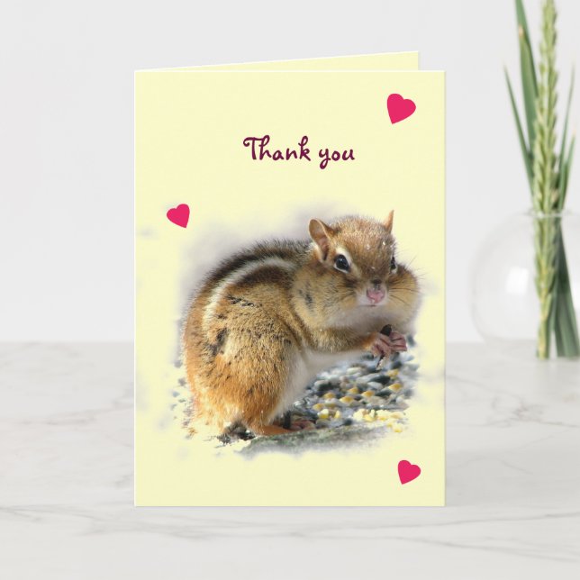 Feasting Chipmunk Thank You Greting Card (Front)