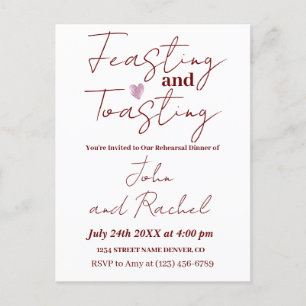 Feasting & Toasting Rehearsal Dinner Minimalist Postcard