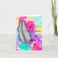 Feather Abstract Colorful Boho Whimsical Art Note Card