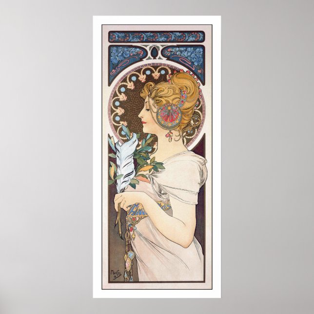 Feather - Alphonse Mucha - Vintage Art Nouveau Poster (Front)