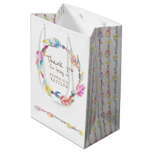 Feather and beads wedding favor bag
