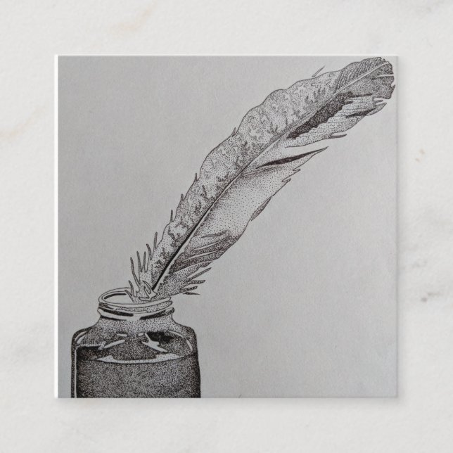 Feather and black ink artwork, business cards (Front)