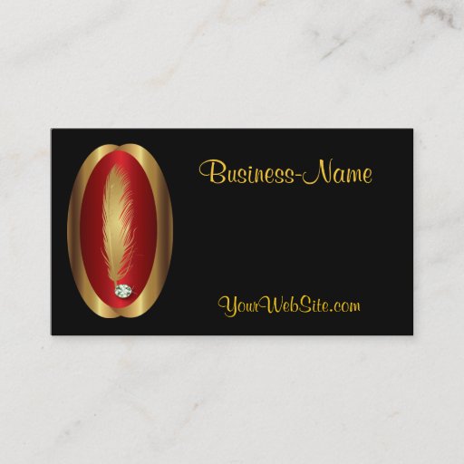 Customizable Feather and Diamond Logo Business Card