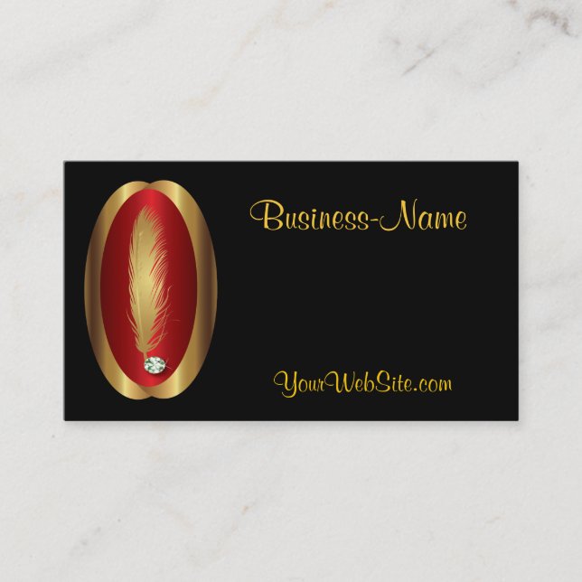 Feather and Diamond Logo Business Card (Front)