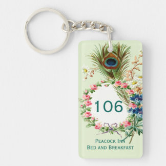 Feather and Floral Wreath Inn Room Keychain