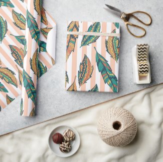 Feather and Pink Stripes