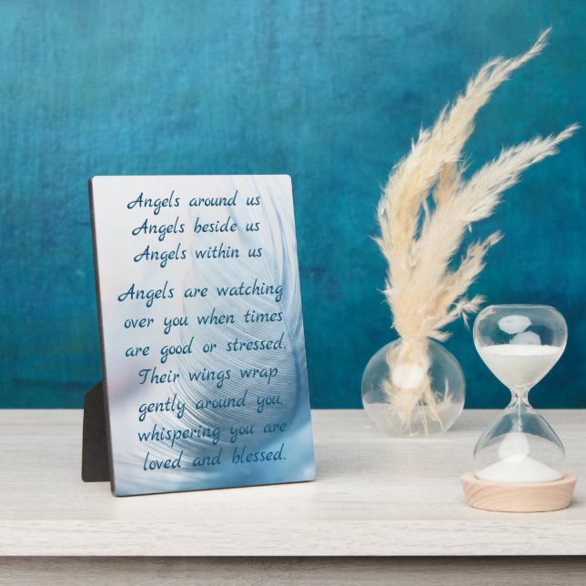 Feather Angels Watching Over You Blessing Plaque (Side)