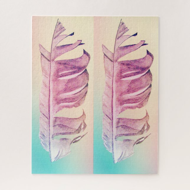 Feather art funky colorful challenging jigsaw puzzle (Vertical)