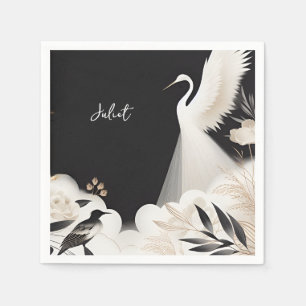 Feather Asian Sky Cloud Crane Fun Bridal Shower Napkins
