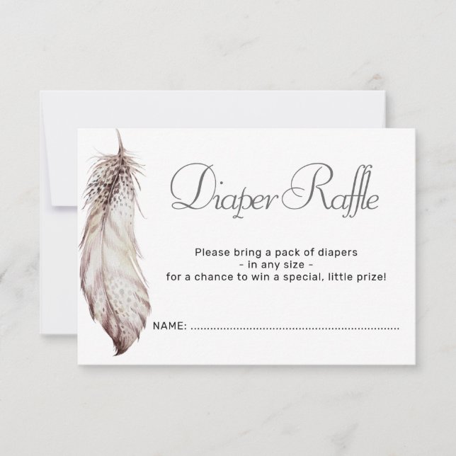 Feather Baby Show Gender Neutral Diaper Raffle Invitation (Front)