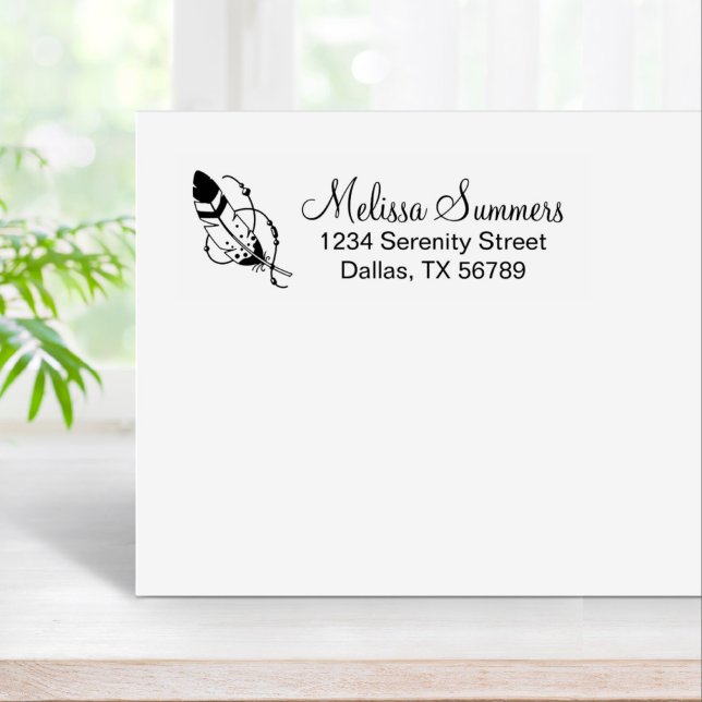 Feather Beads Tribal Boho Amulet Address Rubber Stamp (Creator Uploaded)