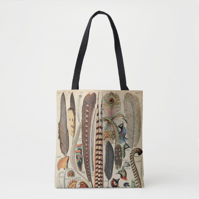 Feather Bird Wildlife Antique Feathers Tote Bag (Front)
