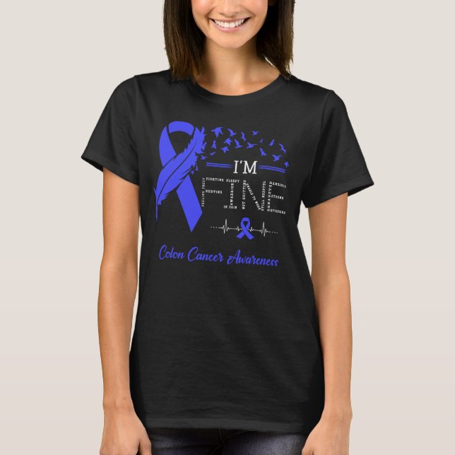 Feather Birds I'm Fine Colon Cancer Awareness T-Shirt (Front)