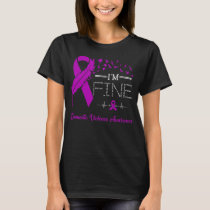 Feather Birds I'm Fine Domestic Violence Awareness T-Shirt