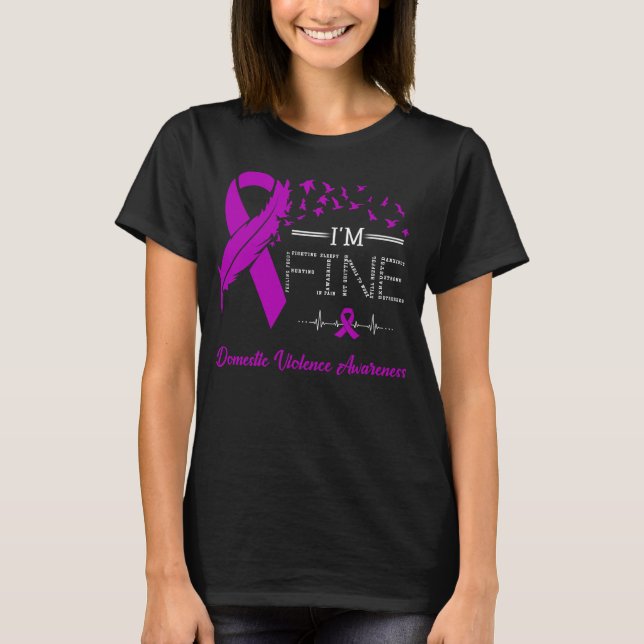 Feather Birds I'm Fine Domestic Violence Awareness T-Shirt (Front)