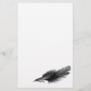 Feather Black Stationery