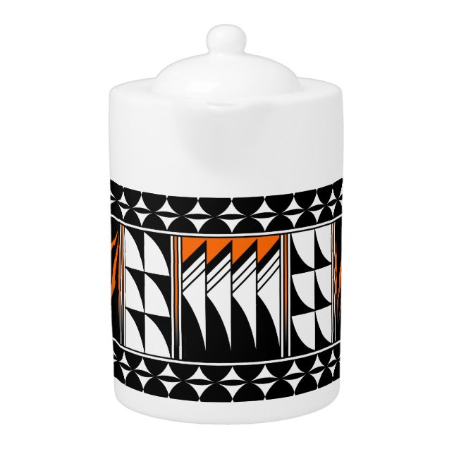Feather Blessings in Orange Teapot (Front)