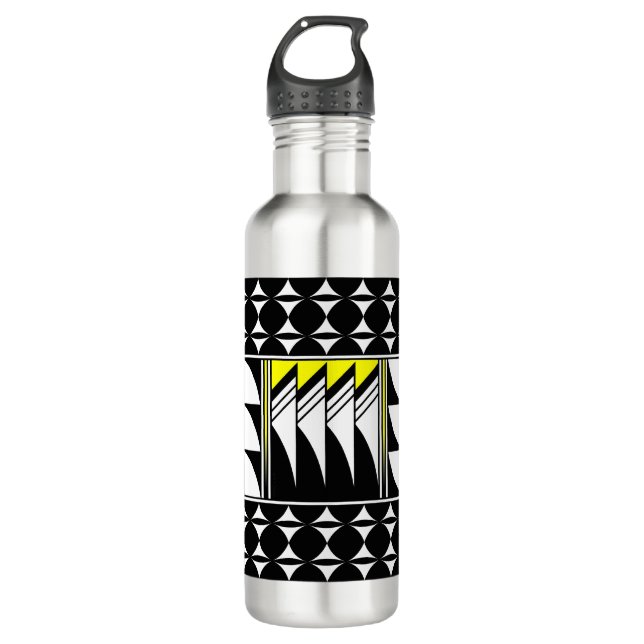 Feather Blessings in Yellow Stainless Steel Water Bottle (Front)