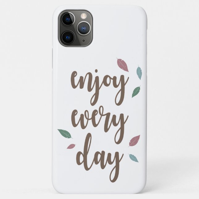 Feather boho calligraphy text enjoy every day Case-Mate iPhone case (Back)