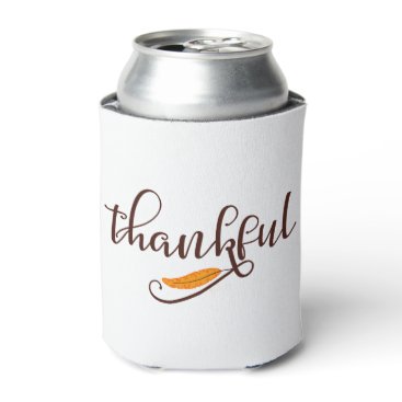 Feather Boho Native Thankful Typography Can Cooler