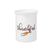 Feather Boho Native Thankful Typography Drink Pitcher