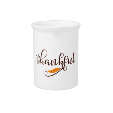 Feather Boho Native Thankful Typography Drink Pitcher