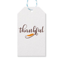 Feather Boho Native Thankful Typography Gift Tags
