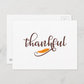 Feather Boho Native Thankful Typography Postcard (Front/Back)