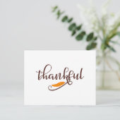 Feather Boho Native Thankful Typography Postcard (Standing Front)