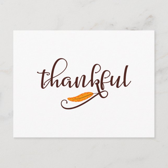 Feather Boho Native Thankful Typography Postcard (Front)