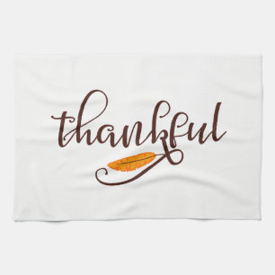 Feather Boho Native Thankful Typography Towel