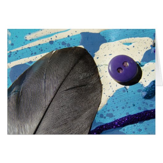 Feather, Button, Abstract Painting Cards (Front Horizontal)